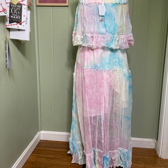 Free People x Fillyboo Santa Monica Tambourine Tie Dye Watercolor Maxi Dress S - Picture 8 of 9